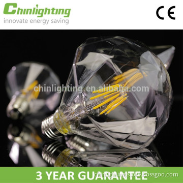 Glass House 2W/4/6w led bulb CE RoHS E27 clear diamond led filament bulb dimmable led filament